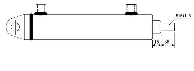 Bản vẽ kích thước đầu ti của xi lanh thủy lực 2 tấn có 2 đầu kết nối